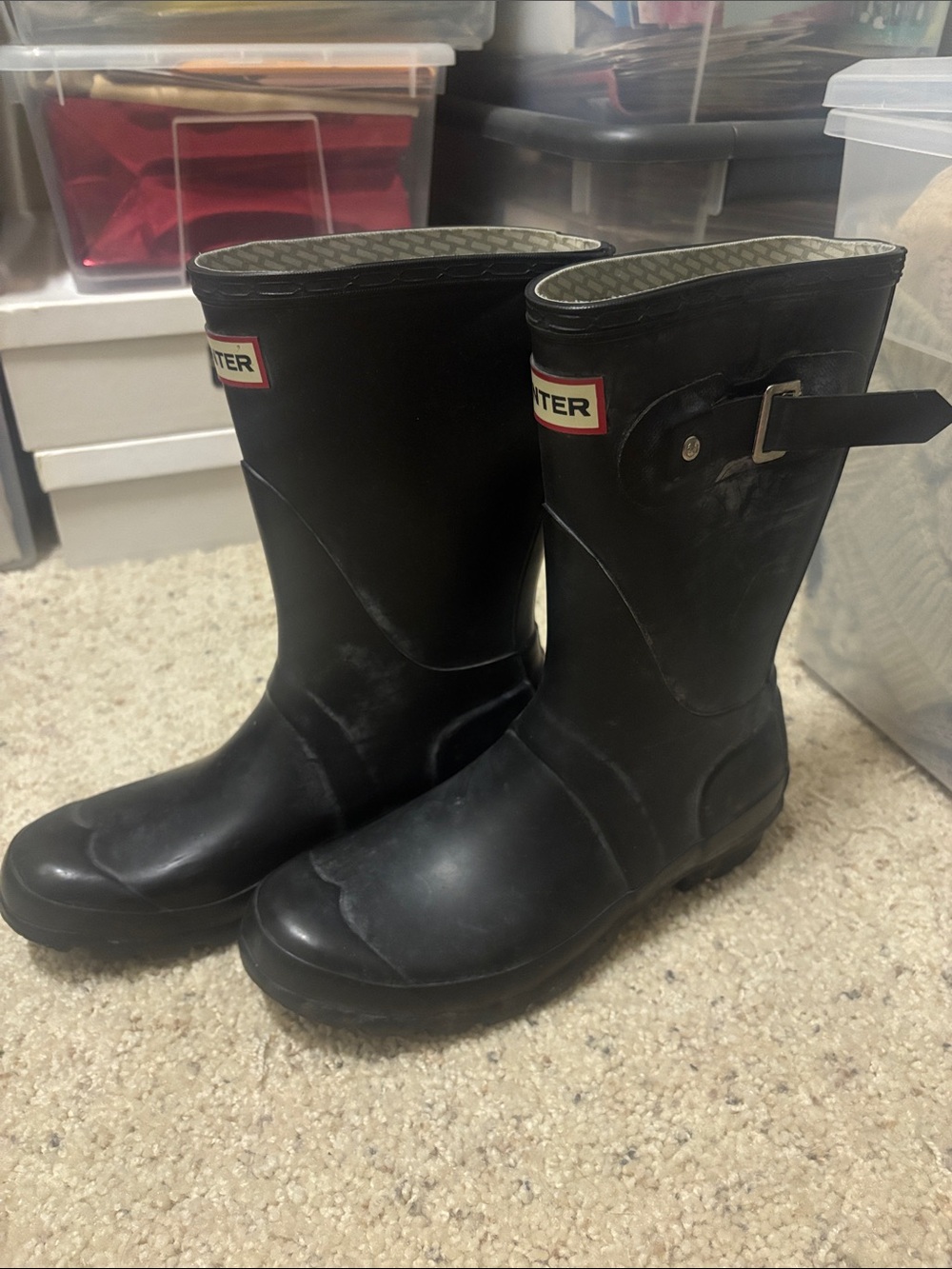 Hunter Black Waterproof Rain Boots with Logo - Picture 2 of 7